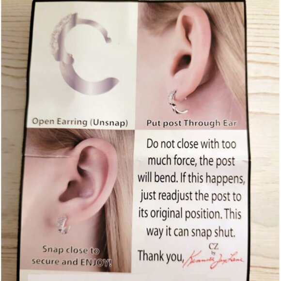 Kenneth Jay Lane Mini Hoop Hugger Earrings • Micro Pavé CZ • New - Picture 6 of 6